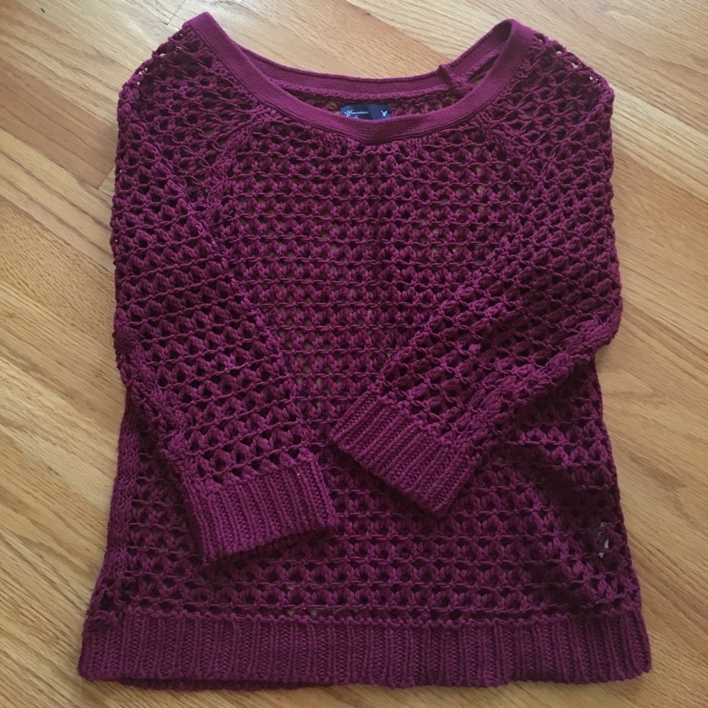 Maroon open knit sweater