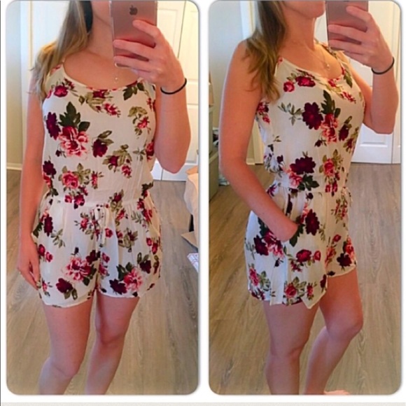 White Floral Romper - Picture 2 of 3