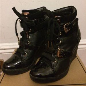 Black And gold Michael kors sneaker wedges