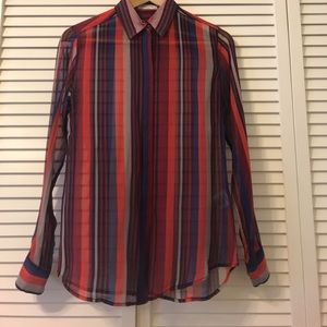 Equipment Sheer Silk Striped Blouse - XS