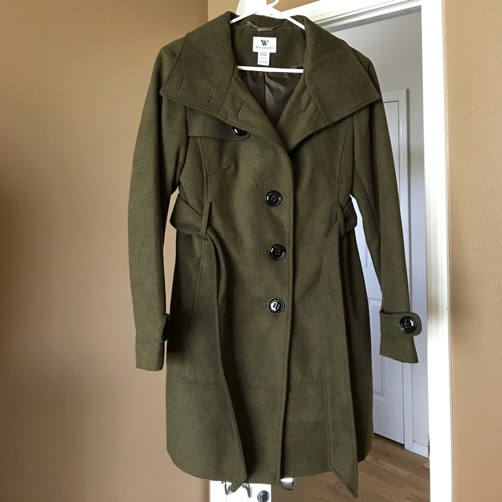 Olive green long, warm coat