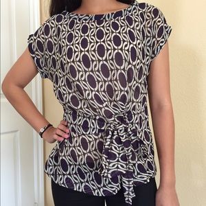Banana Republic sheer blouse with front tie