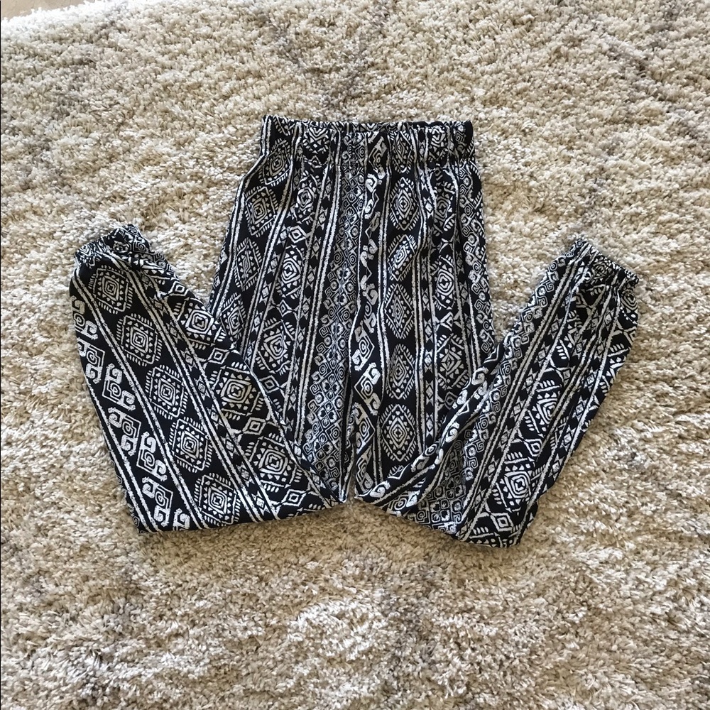 Tribal Print Black & White Pants