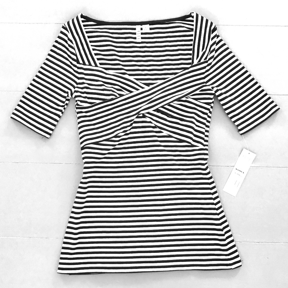 Striped Elle top with crisscross bodice