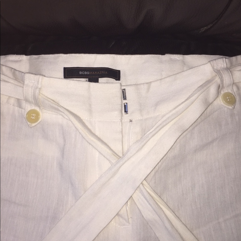BCBG white linen pants