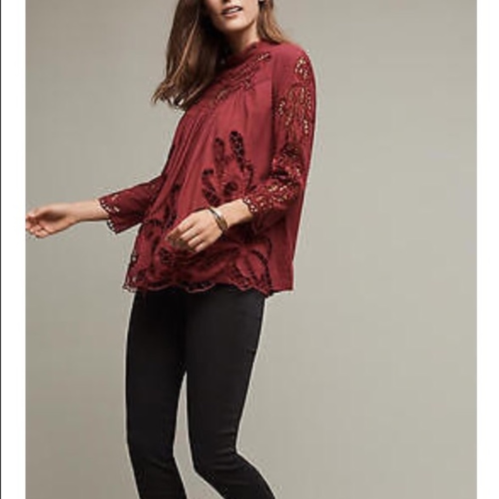 Anthropologie - Laced High-Neck Blouse - Harlyn