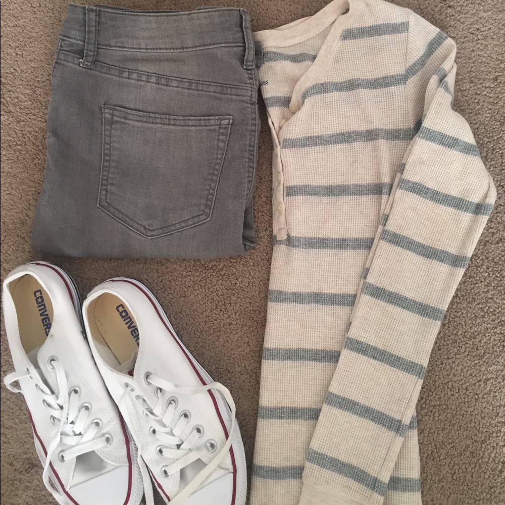 Waffle knit long sleeve Henley