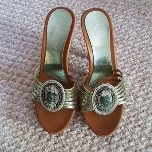 Charles David Mules Sandals Heels sz 7 37 Italy