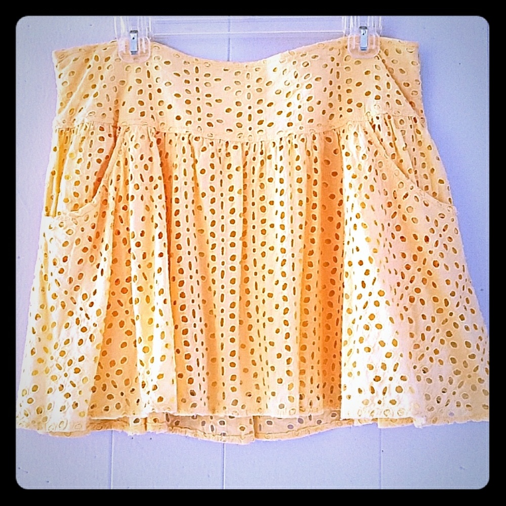 Yellow Eyelet Skirt
