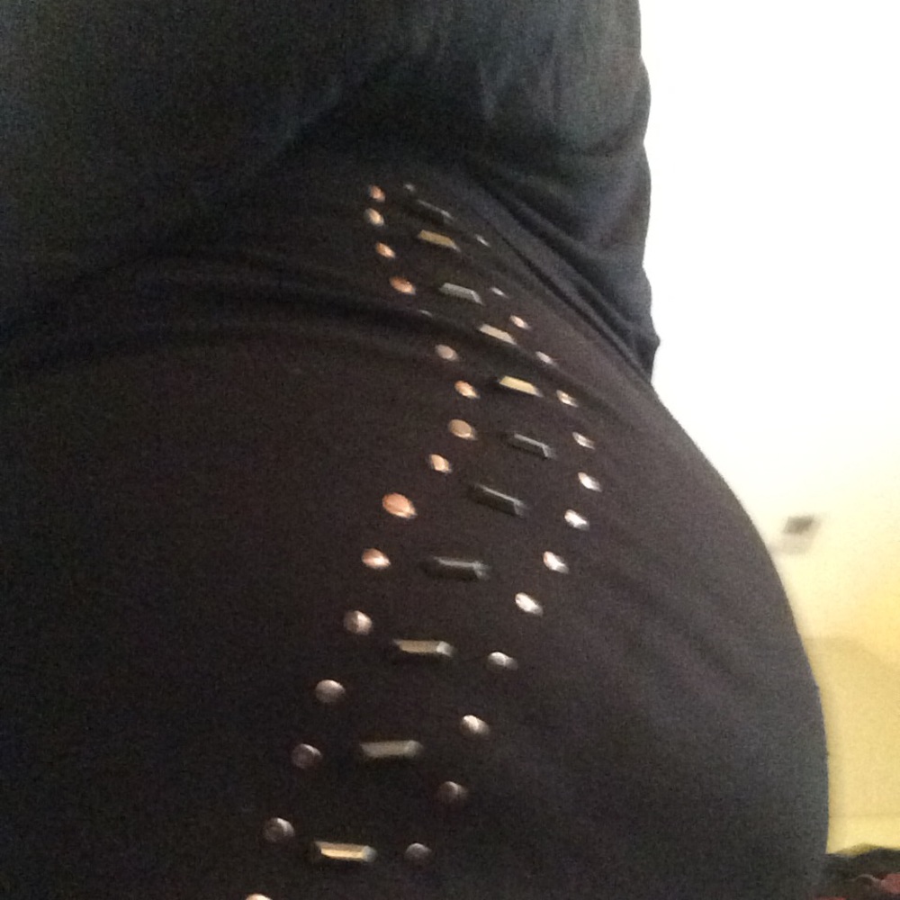 STUDDED high-waist stretch miniskirt
