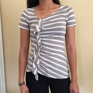 Banana Republic striped blouse with ruffle.