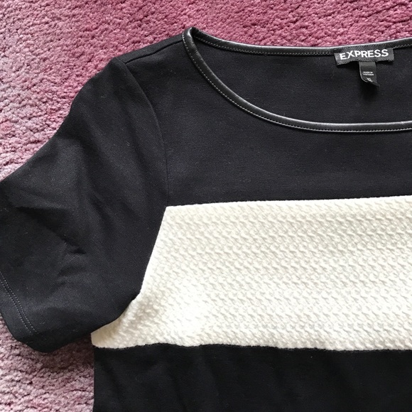 EXPRESS striped top with leather trimming - Picture 3 of 4