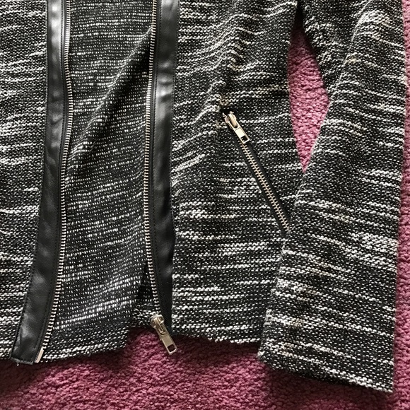 Bloomingdales AQUA tweed style leather blazer - Picture 3 of 5