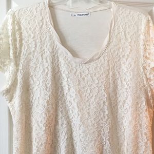 Maurices cream lace overlay shirt