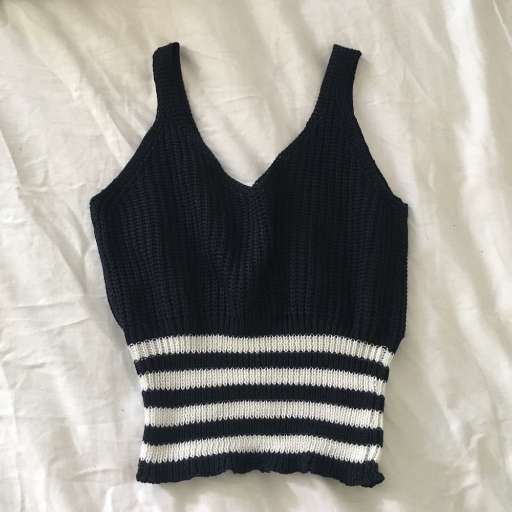 Cropped sweater cami nautical retro pinup style