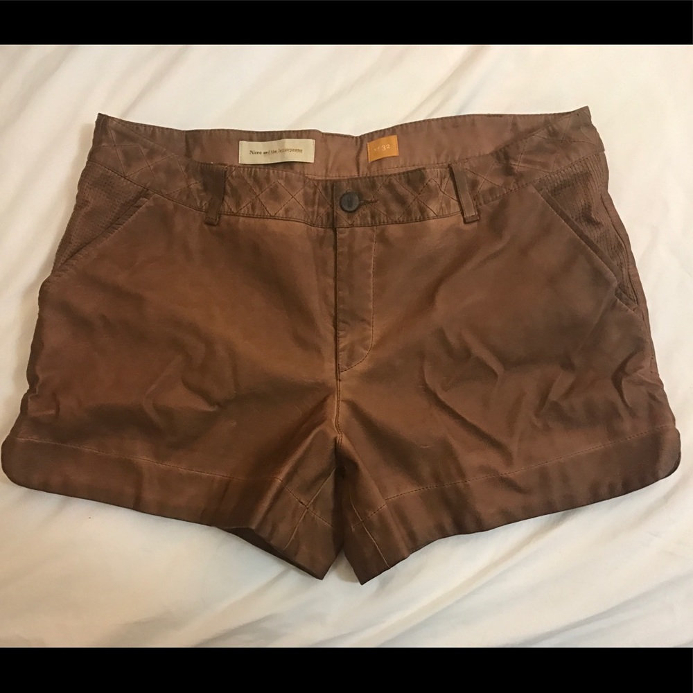 Pilcro Brown Quilted Faux Leather Shorts
