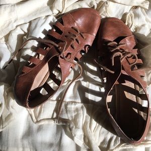 Cut-out Lace Up Flats