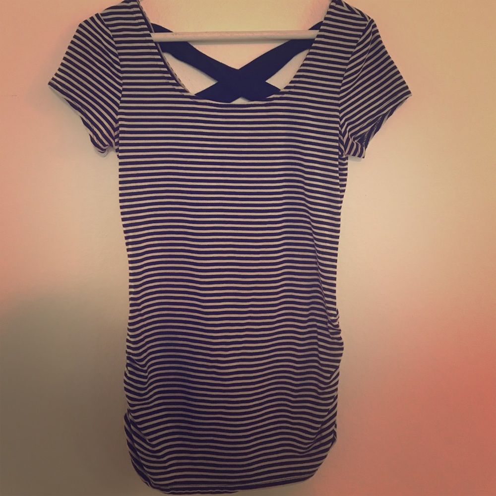 Striped tee with X back detail