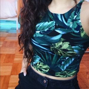 Summer print palm crop top