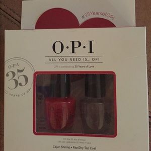 OPI Cajun shrimp nail polish and top coat