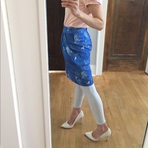 H&M Blue Pattern Pencil Skirt, Volume Pockets US 6