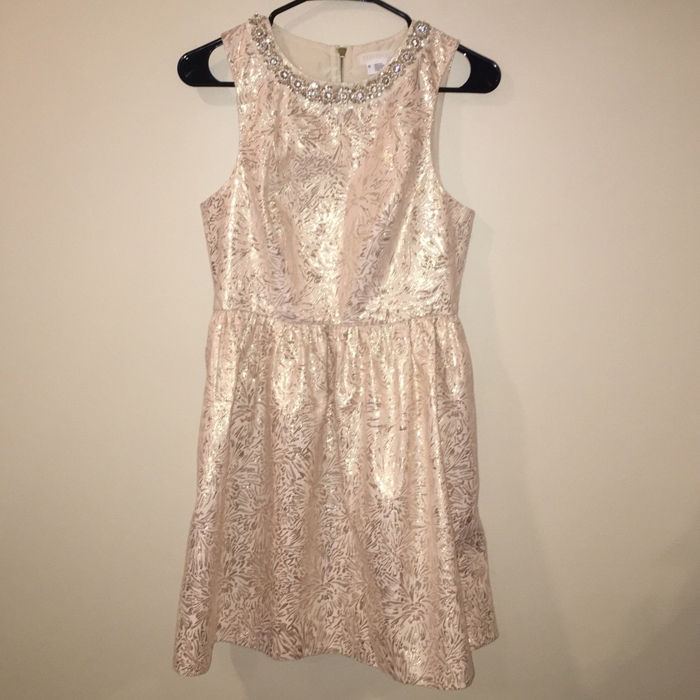 Urban Outfitters Cream and Gold Metallic Dress