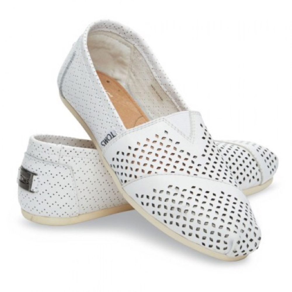 TOMS White Perforated Leather Women's Classics