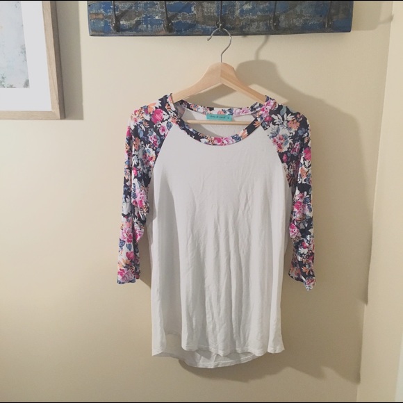 Chris & Carol Tops - Floral Baseball Tee