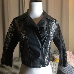 Lip Service Lace and Faux Leather Jacket