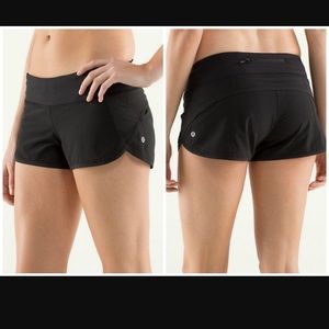 2 pair of black Lulu Lemon speed shorts, size 4