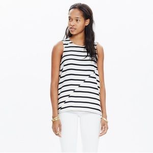 Madewell Area Tank Top in Black Stripe with zipper
