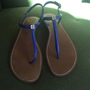 Tory Burch blue patent sandals