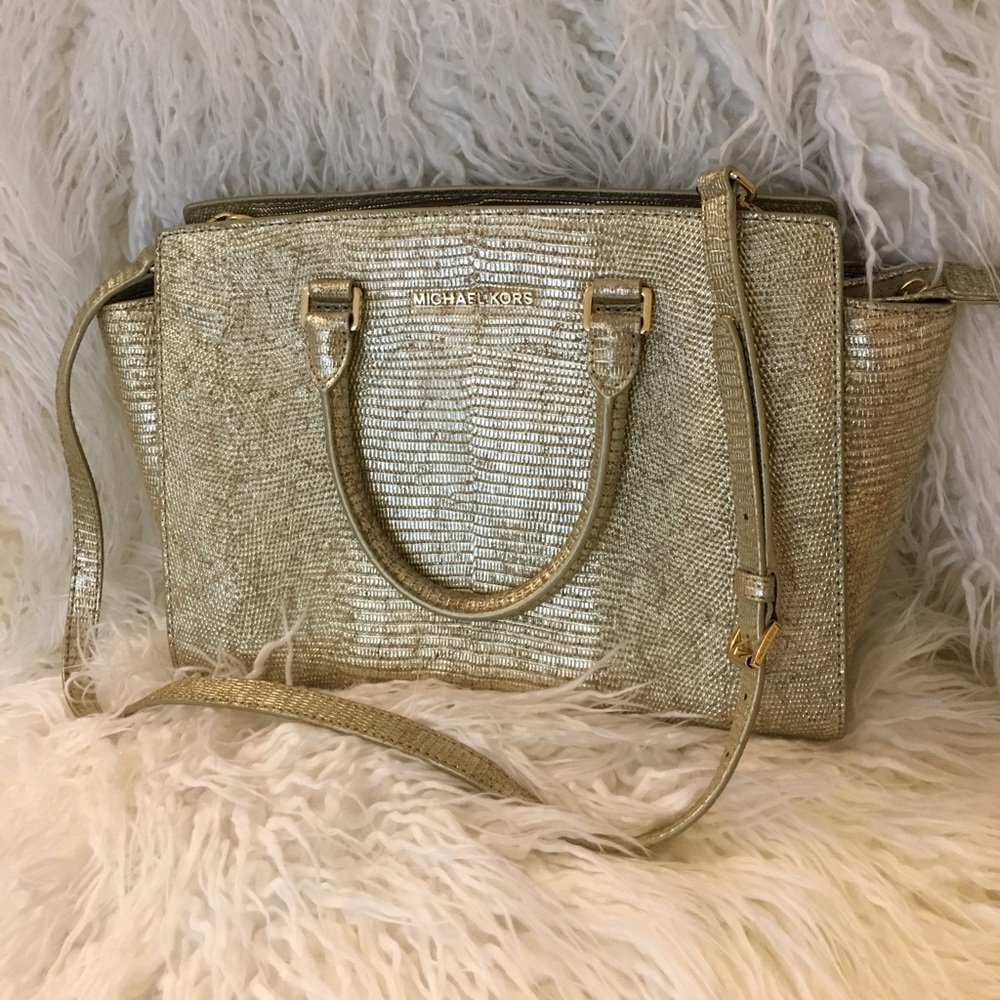 Rare authentic New Michael Kors gold handbag