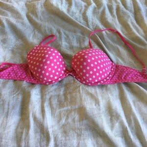 Rarely used PINK polka dot bra!