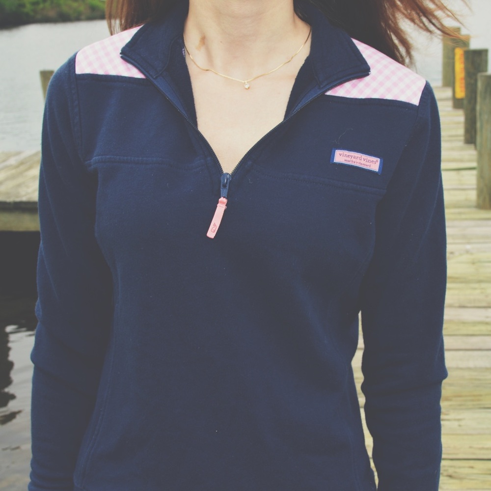 Vineyard Vines Navy w/ Pink Gingham Shep Shirt