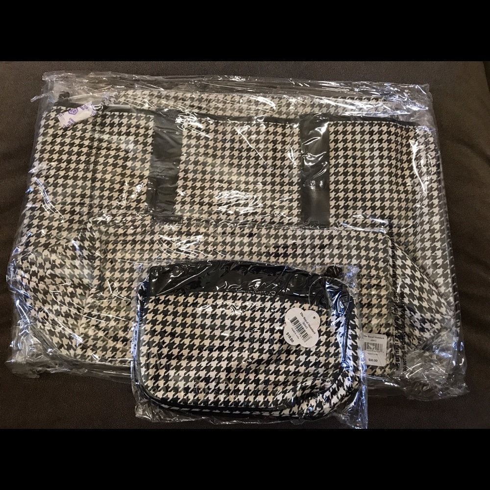 Houndstooth Duffle Travel Tote & Cosmetic bag set