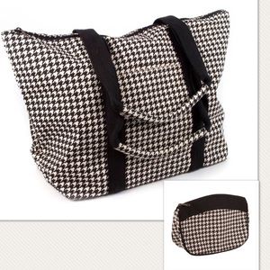 Houndstooth Duffle Travel Tote & Cosmetic bag set