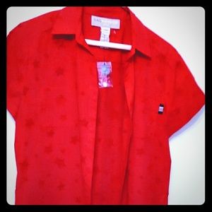 Sag Harbor Sport Red SS blouse