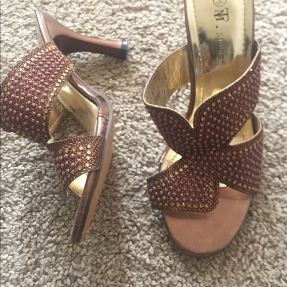Bronze Beaded Heels - Picture 1 of 4