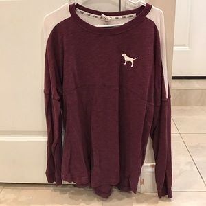 VS PINK maroon crew neck