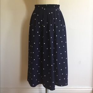 J. Crew navy & white polka dot midi skirt / size 4