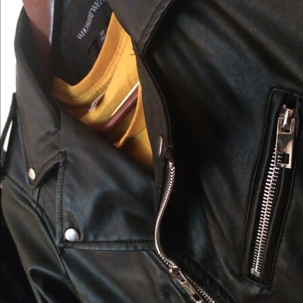 VEGAN Leather Moto Biker Punk Belted Jacket