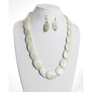 Oval Ivory Bone Necklace Set
