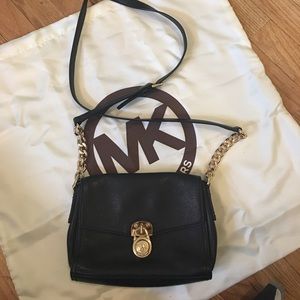 Michael Kors Leather Cross-body Clutch Black New
