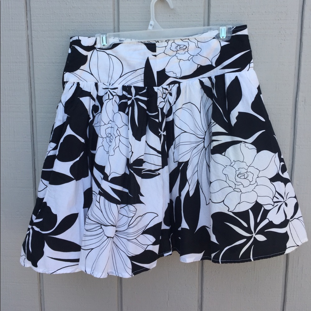 Black and White Floral Skirt