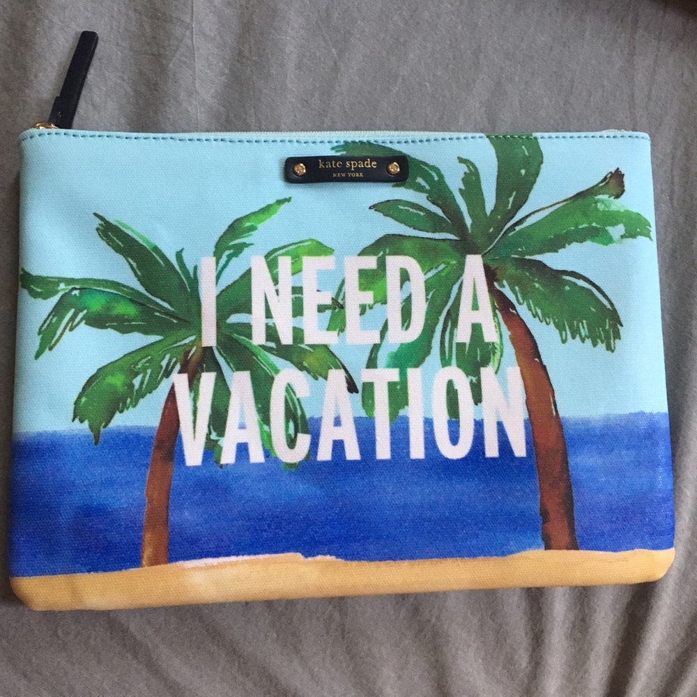Kate Spade "I Need A Vacation" zip clutch