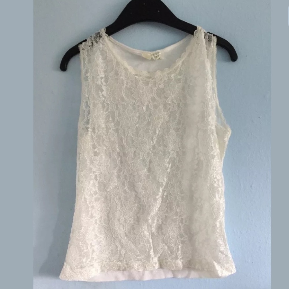 Victoria's Secret Lace Tank Top White