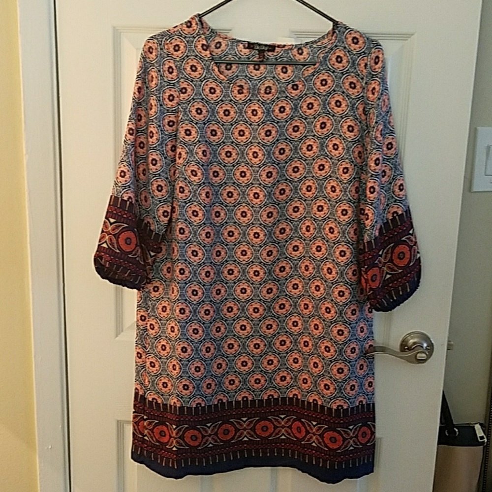 3/4 sleeve multi color dress