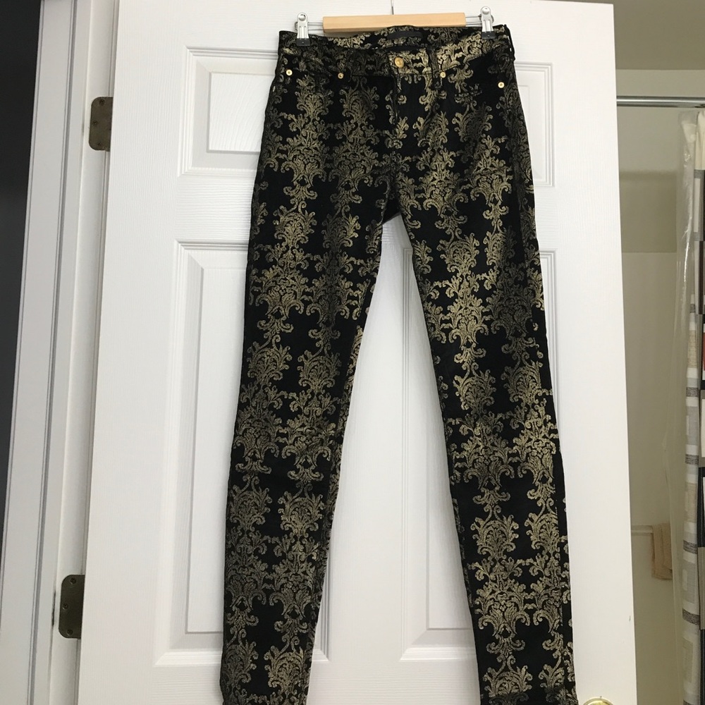 Black Velvet 7 For All Mankind with gold detailing