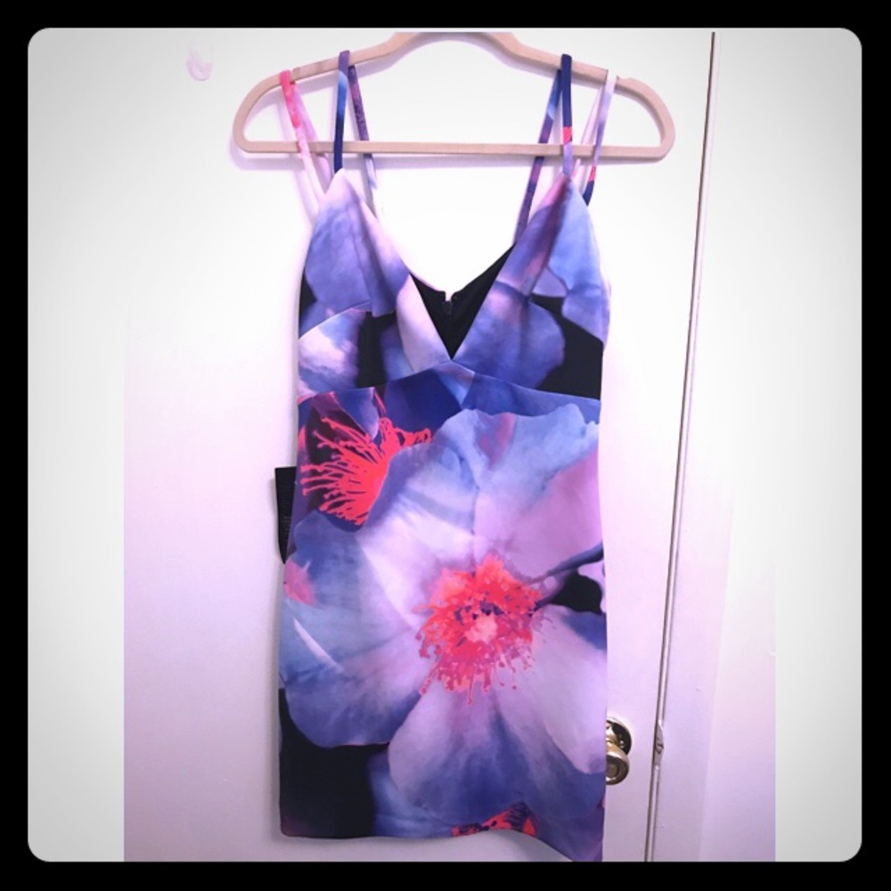 BRAND NEW BEBE CRYSTAL BLOOM DRESS